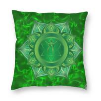 Heart Chakra Green Flare Pillowcase Polyester Linen Velvet Printed Zip Decorative Throw Pillow Case Sofa Cushion Cover 18 Peach skin 18*18(CM)-1Pcs