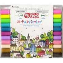 Kuretake Fabric Markers ZIG Fabricolor Twin 12 spalvų rinkinys TC-4000A/12VB, Vandens pagrindo audinio rašikliai