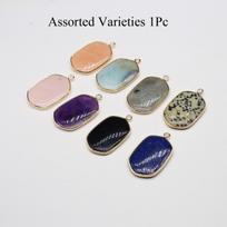 1Pc, Aura Healing Crystal Pendant, Energy Natural Stone Amethyst Agate Sandstone Gemstone Charms for Jewelry Making DIY Necklace Accessories 21×35mm 1Pc/21×35mm