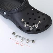 Lydinio grandinėlės batų pakabukai Crocs skylėtuose batuose gray