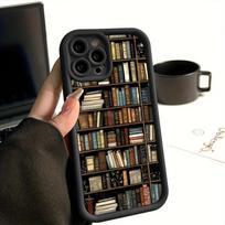 Vintage Book Shelf for iPhone Case Apple 11/12/13 Silicone 15promax Soft 16/15 Apple 7/8/se2 juoda