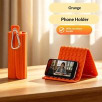 Freely Shaping Silicone Phone Holder Foldable Portable Bendable Multi Angle Adjustable Universal Desktop Phone Stand oranžinė