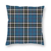 Thomson Blue Tartan Pillowcase Polyester Linen Velvet Printed Zip Decorative Throw Pillow Case Sofa Seater Cushion Cover Peach skin 18*18(CM)-1Pcs