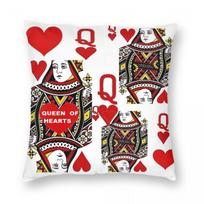 Hearts & Red Queens Casino Square Pillowcase Polyester Linen Velvet Creative Zip Decor Pillow Case Home Cushion Cover Peach skin 18*18(CM)-1Pcs
