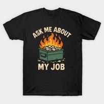 Asian Size Men Black Print T-shirt Dumpster-Fire No-Cut Print Cotton Tshirt 3XL juoda
