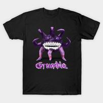 Asian Size Men Black Print T-shirt Grumble Character In Doors Floor 2 No-Cut Print Cotton Tshirt L juoda
