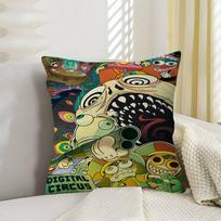 The Amazing Digital C-Circus Pillow Cover Sofa Cushion Cover Home Room Decoration Children Gift Peach skin 45*45(CM)-1Pcs brown