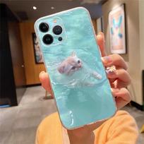 Mielas katės telefono dėklas, skirtas iPhone 15 14 Pro Max 13 12 11 Pro Max XSMax XR 12 13 mini 14 Plus iphone 13 white