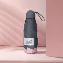 Vėjui atsparus Anti-ultravioletinis mini skėtis Nešiojamas kelioninis lietaus atsparus skėtis Five fold umbrella 6 bones rožinė