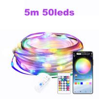 5M 10M 20M USB LED girlianda svajonių spalvų, išmaniosios lemputės su programėle ir nuotolinio valdymo pulteliu kambariui, vestuvėms, Kalėdų dekorui 5m 50leds purple