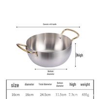 Korean Stainless Steel Dual-Handle Instant Noodles Pot with Induction Compatibility