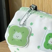 1Pcs Large Capacity Cute Cosmetic And Stationery Organizer Four-Leaf Clover Kitten Pencil Case For School Office Travel Storage