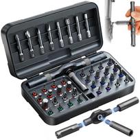GOKEI Magnetic Ratchet Screwdriver S2 Interchangeable Magnetic Flathead Phillips Specialty Home Bicycle Repair Tool Kit 40-in-1 Set, Steel, Bits,