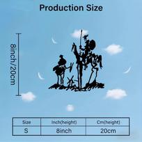 1pc 2D Flat Don Quixote Sancho Panza Metal Wall Art Black Silhouette Decorative Plaque for Living Room Study Hallway 20cm/8inch black