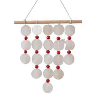 Handmade Natural Seashell Wind Chime, Retro Rope Knot & Wooden Ring, Clear Tinkling Sound, Coastal Hanging Decor for Window Guesthouse Kids Room B