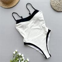Sexy Splicing Solid High Leg Cut One Piece Swimsuit Women Swimwear Female Monokini Padded Bather Bathing Suit Swim S smėlis