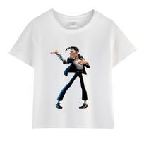 Hot Sales Children Cartoon Michael Jackson Funny T Shirt Kids Rock N Roll Summer Cotton Tops Baby BoysGirls Casual Clothes 100
