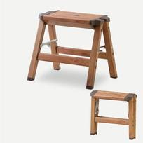 Japanese-Style Folding Ladder Stool, Multi-Functional Heavy-Duty Aluminum Step Ladder with Wooden Texture, Space-Saving Stool