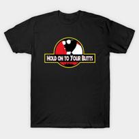 Asian Size Men Black Print T-shirt Hold On To Your Butts No-Cut Print Cotton Tshirt 4XL juoda