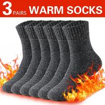 3 Pairs Winter Thick Warm Men’s Wool Socks Outdoor Thermal Cold-Resistant Sports Hiking Snow Socks Gift Size 39-44 others