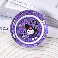 1Pcs Anime Kuromi Cinnamoroll Child Fruit Plate Kawaii Hello Kitty Sanrio Snack Round Plate Cartoon Kitchen Tableware