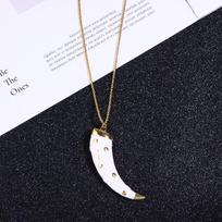 Personalized Enamel Horn Pendant Necklaces For Women Luxury Design Long Necklaces Vintage Chunky Jewelry Gift
