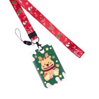 Christmas Tree Lanyards Badge Card Holder with Lanyard Snowman Card Holder Christmas Neck Strap for Nurse red