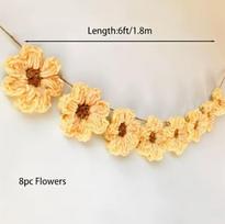 White Daisy Crochet Wreath Wall Hanging (8-Piece Set) smėlis