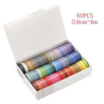 60 Vnt./Rinkinys Pagrindinės Vienos Spalvos Washi Juostelės Vaivorykštės Maskavimo Juostelė Dienoraštis Scrapbooking Dekoratyvinė Lipni Juostelė Lipdukas Dovana Raštinės Prekės