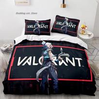 Gaming Valorant Bedding Set Single Twin Full Queen King Size Bed Set Aldult Kid Bedroom Duvetcover Sets 3D Print Anime 035 70x133cm 2pcs black
