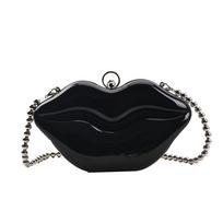 Personality funny creative lip bag 2025 Korean version ins girl glossy chain one shoulder crossbody transparent jelly bag juoda