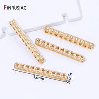 14K Gold Plated Brass Zircon Beads Separators,Multiple Rows Separator Spacer Bars For DIY Bracelet Jewelry Making Accessories 2 pieces