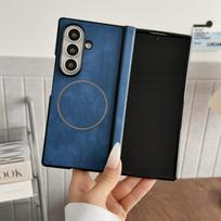 For Samsung Galaxy Z Fold 8 Ultra Case Business Crazy Horse Texture Magnetic Anti-Slip Shockproof Cover For Z Fold 8 Ultra Funda Galaxy Z Fold 8 Ultra mėlyna
