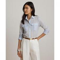 Lauren Ralph Lauren Classic Fit Stripe Cotton Voile Shirt Wmlrshts6820564400 XS