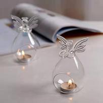 Angel Glass Tea Light žvakių laikiklis Namų vakarėlio dekoravimui Žvakidžių laikikliai gray