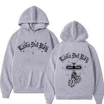 Singer Lana Del Rey Men's hoodie Tour Printed long-sleeved hip-hop fashion aesthetic hoodie S gray