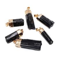 Natūralus juodojo turmalino akmens pakabukas Neapdorotas cilindrinis Energijos pakabukai Moteriai ir Vyrui Dovana Madingi papuošalai 1 black