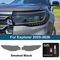 Dūmų juodos spalvos iš anksto supjaustyta apsauginė plėvelė priekiniams žibintams, skirta Ford Explorer 2016-2026, TPU PPF, atspari įbrėžimams, blizgi automobilio vinilinė plėvelė For 25-26 SMK gray
