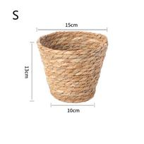 1Pcs Planter Basket Flower Pot Basket Rattan Straw Grass Woven Flowerpot Mini/S/M/L Furniture Decoration For Garden Terraces XS beige