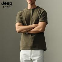 JEEP SPIRIT Men's Casual Round Neck Short Sleeve T-Shirt XL alyvuogių žalios spalvos