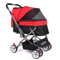 DODOPET Dvieratis Keturių Ratų Augintinio Vežimėlis - Didelė Erdvė, Vienu Mygtuku Sulankstomas Katėms ir Šunims Small pets 2-4 / Medium dogs under 50 lbs red