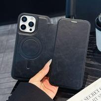 Business Spirit Shield Magnetic Suction Suitable for Apple iPhone16E Mobile Phone Case Flip Leather Case 16Pro Card 16 Protective Case IP16 PRO MAX juoda