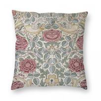 William Morris Rose Floral Pillowcase Polyester Linen Velvet Pattern Zip Decorative Pillow Case Bed Cushion Cover Peach skin 18*18(CM)-1Pcs