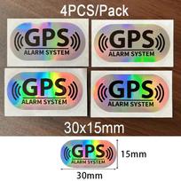 4Pcs Holographic Alarm System Sticker, GPS Tracking Security Warning Vinyl Decal, Waterproof Anti-Theft Car Window Decor 30mm  PVC  Laser