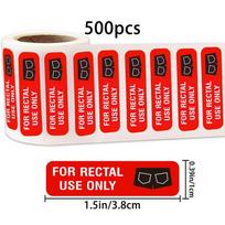 Funny Rectal Prank Adhesive Stickers Self Adhesive Waterproof Labels for Halloween Home Desk Party Prank Gifts White text raudona