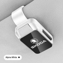 ZDH1  Car Interior Sun Visor Eyeglasses Holder Sunglasses Clip For Skoda Octavia Kodiaq Fabia Vrs Superb Karoq Yeti Rapid Mk3 A4 A6 balta