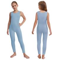 Kids Girls Sleeveless Ribbed Pilates Yoga Workout Dance Jumpsuit Sports Athletic Bodysuit Casual Full Body Dance Warm-up Leotard 4