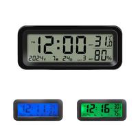 Solar car electronic clock with temperature and humidity meter, digital One Size juoda