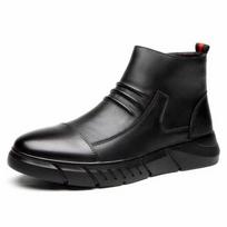 Madingi Verslo Chelsea Batai Vyriški Žieminiai Ankle Boots Vyrams Odiniai Šoninis Užtrauktukas Storas Kailis Sniego Batai Vyrams Žieminiai Batai 44 juoda