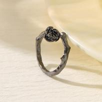 Vintage Flower Open Finger Ring Thai Silver Versatile Rose Flower Ring Female